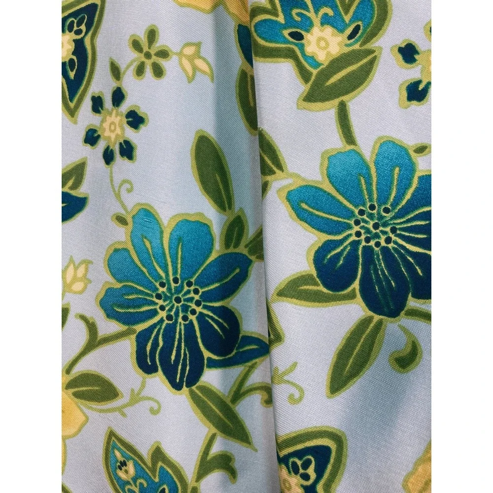 Ann Taylor Petites Blue Floral 100% Silk Straight Leg Pants‎ Size 2P Side Zip